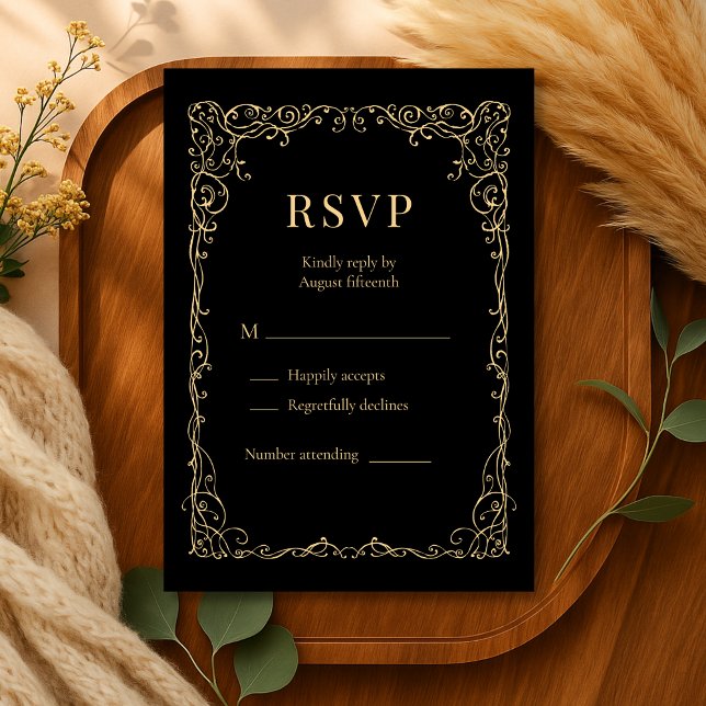 Black Gold Minimalist Wedding RSVP  (Creator Uploaded)