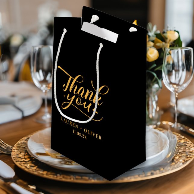 Black Gold | Minimalist Wedding Thank You Small Gift Bag (Creator Uploaded)