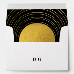 Black & Gold Modern 5x7 Wedding Invitation Envelope