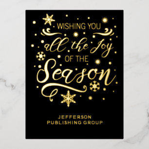 Black Gold Modern Business Holiday Foil Card