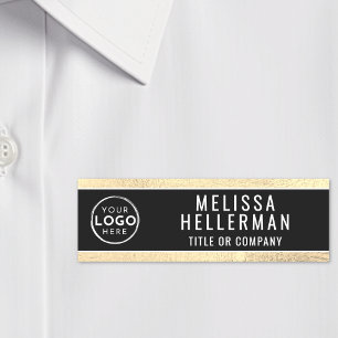 Black Gold Modern Business Logo Name Tag