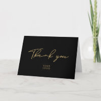 Black & Gold Modern Business Thank you Note Card