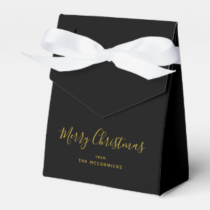 Black Gold Modern Christmas Script Personalised Favour Box