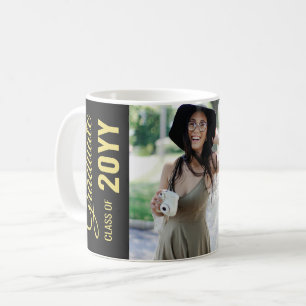 Black & Gold Modern Classic Photo Graduation Party Coffee Mug