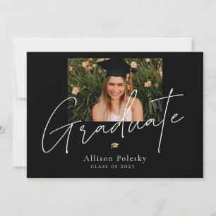 Black Gold Modern College High School Graduation Announcement