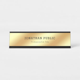 Black Gold Modern Elegant Glamorous Template Desk Name Plate