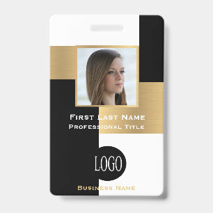 Black Gold Modern Employee I.D. Badges Name Tag ID Badge