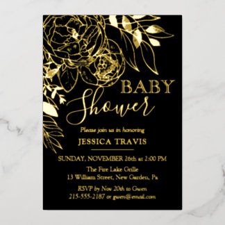 Black & Gold Modern Floral Baby Shower