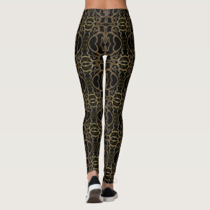 Black Gold Modern Floral Legging - Golden Art