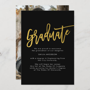 Black Gold Modern Graduate Photo Announcement