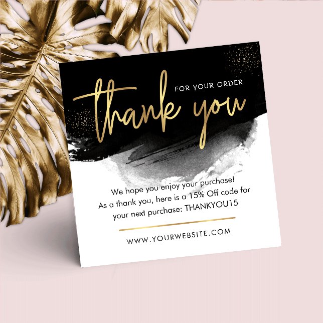 Black & Gold Modern Logo Business Thank You Note Card (Creator Uploaded)