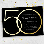 Black Gold Modern Minimalist 50th Birthday<br><div class="desc">Black Gold Modern Minimalist 50th Birthday Foil Invitation. Modern minimalist birthday invitation design,  simple yet classy and elegant with real gold foil! Great for a black & gold themed party! Need help customising this design? Contact the designer/creator by clicking on the 'Message' button below.</div>