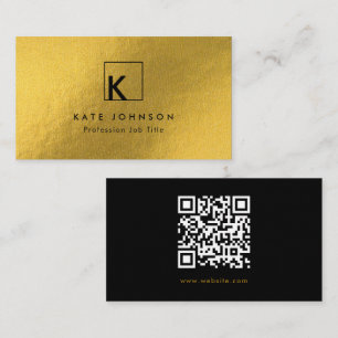 Black Gold Modern Monogram Logo Minimal Business Card