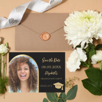 Black gold modern photo arch Graduation Party