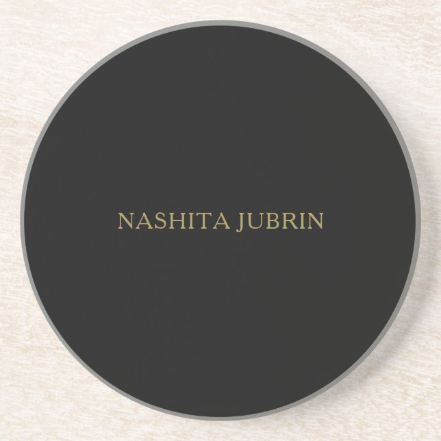 Black Gold Modern Professional Trendy Design Coaster (Front)