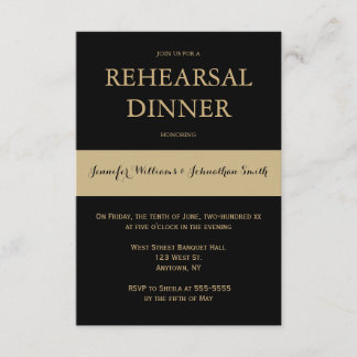 Black & gold modern rehearsal dinner invitations
