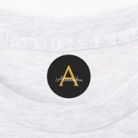 Black Gold Modern Script Girly Monogram Name