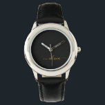Black Gold Modern Script Girly Monogram Name<br><div class="desc">Black and Gold Simple Script Monogram Name Watch. This makes the perfect sweet 16 birthday,  wedding,  bridal shower,  anniversary,  baby shower or bachelorette party gift for someone that loves glam luxury and chic styles.</div>