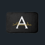 Black Gold Modern Script Girly Monogram Name Bath Mat<br><div class="desc">Black and Gold Simple Script Monogram Name Bath Mats. This makes the perfect graduation,  birthday,  wedding,  bridal shower,  anniversary,  baby shower or bachelorette party gift for someone that loves glam luxury and chic styles.</div>