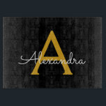 Black Gold Modern Script Girly Monogram Name Cutting Board<br><div class="desc">Black and Gold Simple Script Monogram Name Cutting Board. This makes the perfect graduation,  birthday,  wedding,  bridal shower,  anniversary,  baby shower or bachelorette party gift for someone that loves glam luxury and chic styles.</div>