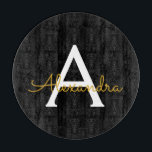 Black Gold Modern Script Girly Monogram Name Cutting Board<br><div class="desc">Black and Gold Simple Script Monogram Name Cutting Board. This makes the perfect graduation,  birthday,  wedding,  bridal shower,  anniversary,  baby shower or bachelorette party gift for someone that loves glam luxury and chic styles.</div>