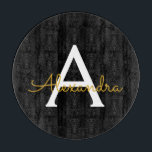 Black Gold Modern Script Girly Monogram Name Cutting Board<br><div class="desc">Black and Gold Simple Script Monogram Name Cutting Board. This makes the perfect graduation,  birthday,  wedding,  bridal shower,  anniversary,  baby shower or bachelorette party gift for someone that loves glam luxury and chic styles.</div>