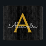 Black Gold Modern Script Girly Monogram Name Cutting Board<br><div class="desc">Black and Gold Simple Script Monogram Name Cutting Board. This makes the perfect graduation,  birthday,  wedding,  bridal shower,  anniversary,  baby shower or bachelorette party gift for someone that loves glam luxury and chic styles.</div>