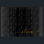 Black Gold Modern Script Girly Monogram Name Cutting Board<br><div class="desc">Black and Gold Simple Script Monogram Name Cutting Board. This makes the perfect graduation,  birthday,  wedding,  bridal shower,  anniversary,  baby shower or bachelorette party gift for someone that loves glam luxury and chic styles.</div>