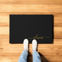 Black Gold Modern Script Girly Monogram Name
