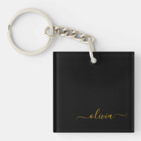 Black Gold Modern Script Girly Monogram Name
