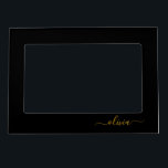 Black Gold Modern Script Girly Monogram Name Magnetic Frame<br><div class="desc">Black and Gold Simple Script Monogram Name Magnetic Frame. This makes the perfect graduation,  birthday,  wedding,  bridal shower,  anniversary,  baby shower or bachelorette party gift for someone that loves glam luxury and chic styles.</div>