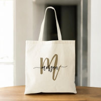 Black Gold Modern Script Monogram Name