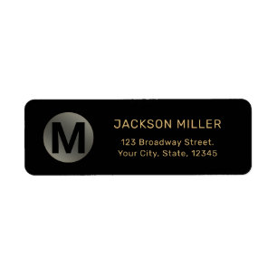 Black & gold modern simple monogram return address