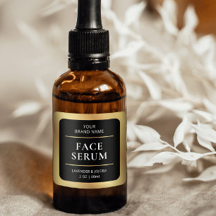 Black & Gold Modern Skincare Product Packaging Square Sticker