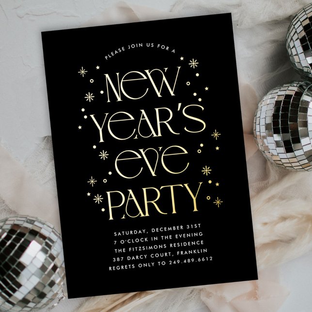 Black Gold Modern Sparkling New Year's Eve Party (Creator Uploaded)