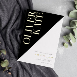 Black & Gold Modern Typography Wedding