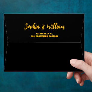 Black & Gold Modern Typography Wedding Envelope
