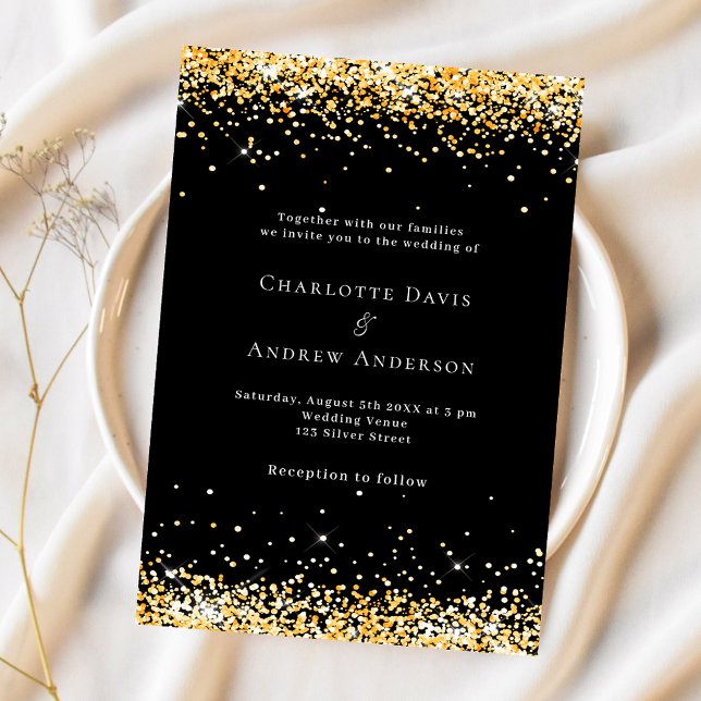 Black gold modern wedding invitation (Creator Uploaded)