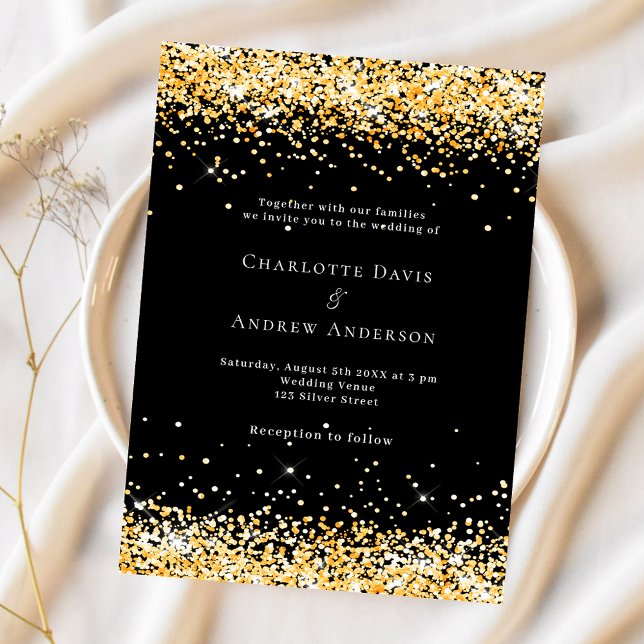 Black gold modern wedding invitation (Creator Uploaded)