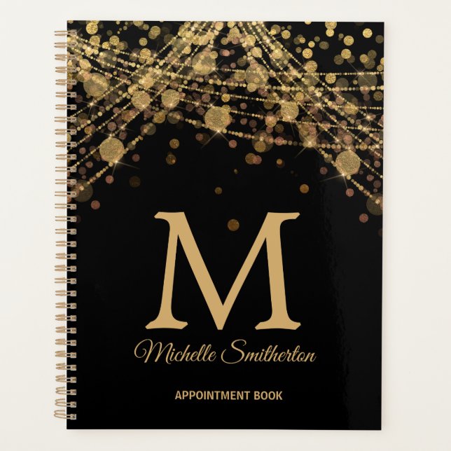 Black Gold Monogram Appointment Book  Planner (Front)