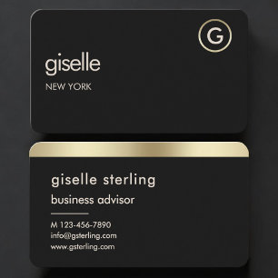 Black Gold Monogram Business Card