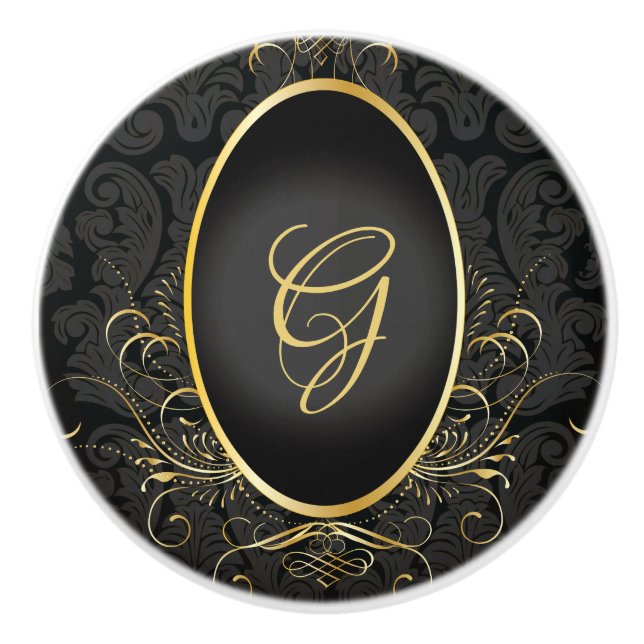 Black gold Monogram Classy Royal Style Knob (Front)