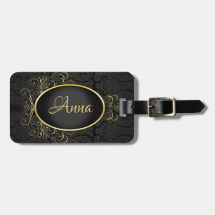Black gold Monogram Classy Royal Style Luggage Tag