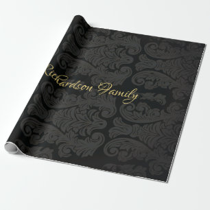 Black gold Monogram Classy Royal Style Wrapping Wrapping Paper