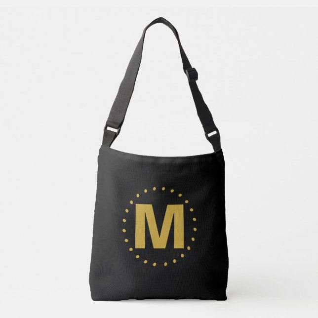 Black Gold Monogram Crossbody Bag (Front)