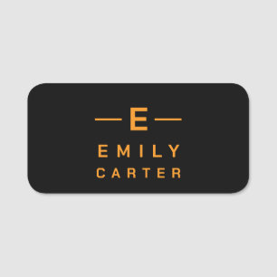 Black Gold Monogram Elegant Modern Identity Name Tag