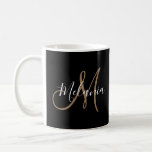 Black Gold Monogram Elegant Stylish Script Name  Coffee Mug<br><div class="desc">Personalised gift Black Gold Monogram Elegant Stylish Script Name Coffee Mug</div>