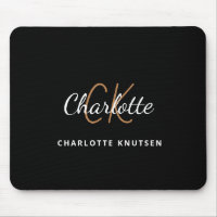 Black gold monogram initails name minimalist