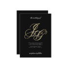 Black gold monogram initials romantic wedding