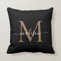 Black Gold Monogram Modern Stylish Feminine Script